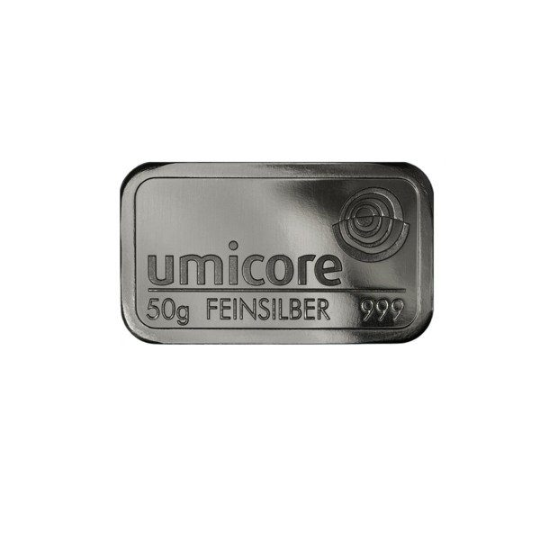 Umicore 50 gram zilverbaar