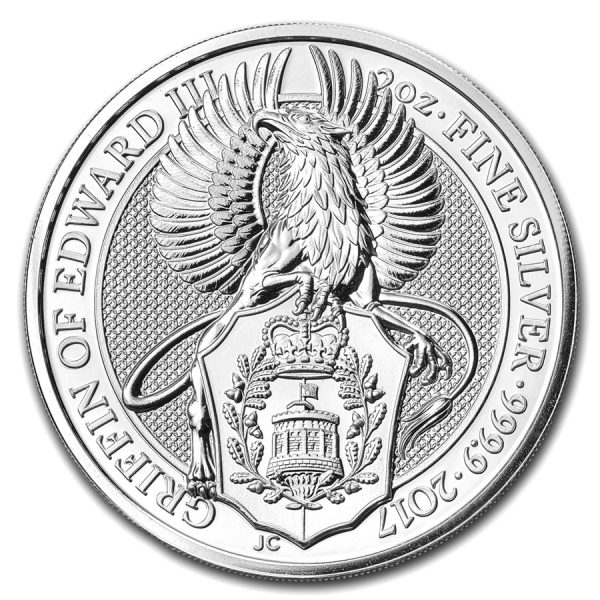 Queens Beast Griffin 2 troy ounce zilveren munt 2017