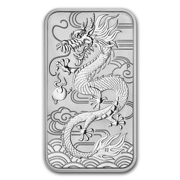 Dragon 1 troy ounce Rectangular zilveren munt 2018 Monsterbox