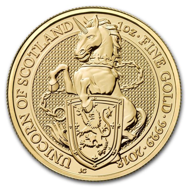 Queens Beast Unicorn 1 troy ounce gouden munt 2018